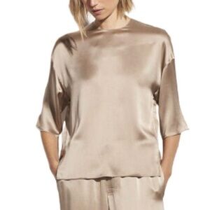 NWT Vince Silk 3/4 Sleeves Taupe Top Size XL